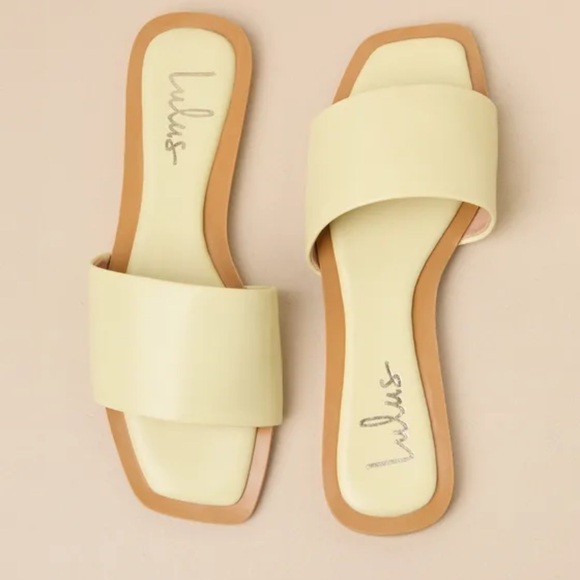 Lulus Shoes - Lulus Brenner Green Tea Flat Square-toe Slide Sandals - Size 8